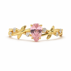 UM Jewelry 925 Silver 18K Gold Plated Fairy Garden White/Pink Zircon Ring NGTC Certified Unisex Wedding Daily Wear Party - Product Image 1