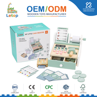 Caisse enregistreuse en bois Letop, jouet bancaire ATM, jouet éducatif Montessori, jeu de simulation de magasin, calculatrice, ensemble de jeu KB-0193