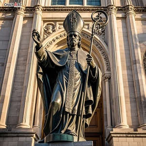 Iglesia gran decoración al aire libre bronce fundido Irlanda patrón sosteniendo cetro y vistiendo inglete tamaño real St Patrick estatua <span class=keywords><strong>de</strong></span> latón - Product Image 6