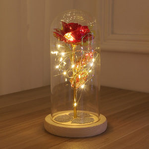 Romantico LED Flower Night Light Eternal Rose Glass paralume Christmas Valentine Holiday Gift Table Night Lamp - Product Image 6