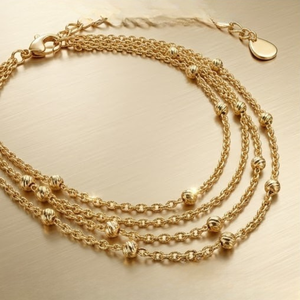 Conjunto de Collar de Cadena Multicapa de Plata 925 y Oro para Mujer, Elegante Joyería con Colgante de Cuentas y Pendientes - Product Image 3