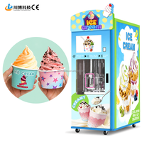 Distributeur automatique de crème glacée commercial intelligent avec gestion de la partie arrière, affichage publicitaire et distribution automatique de gobelets