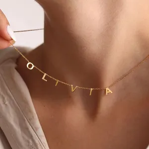 EManco индивидуальное ожерелье с именем инициала, именем, именная табличка золотого цвета, цепочка из нержавеющей стали, ювелирные изделия, Прямая поставка