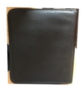 Logotipo personalizado en relieve Serigrafía logotipo A4 PU Cuero Documento Carpeta de archivos Cuaderno Multifuncional Gerente Cartera