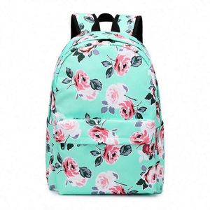 Mochila con estampado de flores de estilo étnico para mujer, mochila escolar impermeable de nailon de gran capacidad para adolescentes y estudiantes - Product Image 3