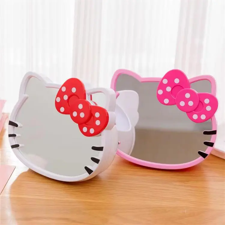 New New Design Hello Cute Kitty Makeup Cosmetics Desktop Mirrors With Big Storage Space Reach For Ship
