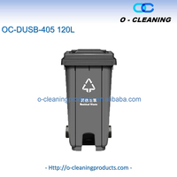 Poubelle à roulettes O-Cleaning 120L pour extérieur avec couvercle, poubelle à pédale en plastique pour hôpital/maison/restaurant/jardin/rue