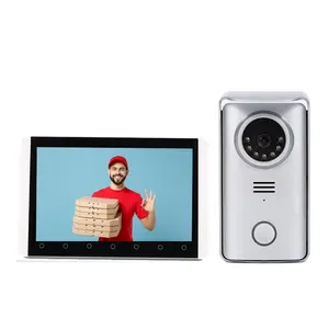 2.4G هاتف فيديو لاسلكي للباب شقة الأشعة تحت الحمراء للرؤية الليلية جرس باب يتضمن شاشة عرض فيديو 4 انقسام شاشة فيديو لاسلكية نظام اتصال داخلي