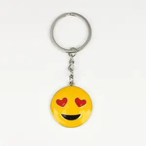 Tas Smiley lucu pesona gantungan kunci akrilik segel glasir bentuk 3D wajah tersenyum gantungan kunci logam