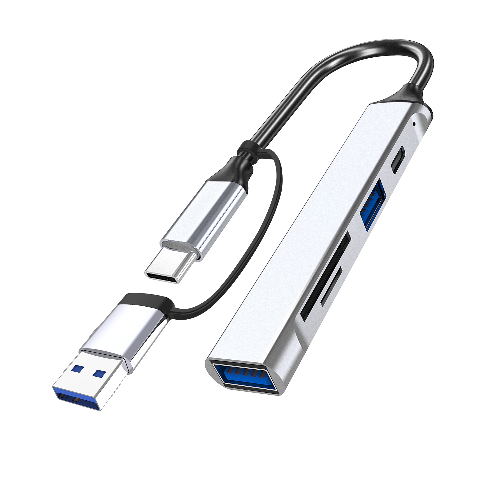 Adaptateur USB+5-en-1 type-c Argent