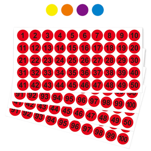 Клейкие бумажные запасы серийный номер 1-50, арабские цифры, последовательный номер, прочная маслостойкая наклейка на заказ - Product Image 1