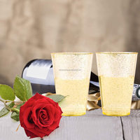 Gobelets jetables en plastique transparent avec paillettes dorées, 9/10/12/14/16 oz, vente en gros, recyclables, pour fêtes, mariages, anniversaires, restaurants