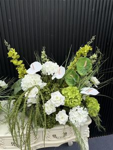 Moda verde matrimonio composizione di fiori artificiale verde scuro Anthurium fiori ortensia centrotavola per la decorazione del partito - Product Image 5