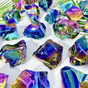 Obsidienne noire brute, pierre naturelle, décorations en cristal pour la maison, électroplaquée, pierre de guérison - Product Image 2