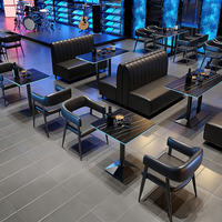 Meubles de divertissement pour bar, salle de danse, KTV, canapé en cuir, table et chaises de salle à manger, ensemble combiné, table rectangulaire LED