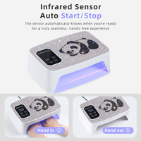 Lampe à ongles UV LED portable 120W, design Panda, 4 modes de minuterie, séchoir à ongles double lumière, durcissement rapide 1-2s pour strass et gel diamant