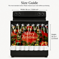 Cosennatur Housse de four de Noël à nouer, rideau de cuisine en tissu polyester imprimé avec ourlet à volants pour ensemble de décoration de fêtes