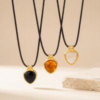 Nouvel ensemble de colliers tendance en pierre naturelle nordique et corde noire, Dazan INS, en acier inoxydable plaqué or PVD 18K, inaltérable, cadeau pour femme