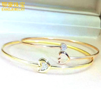 Bracelet Ehao Jewelry en or 18 carats avec diamants naturels, double usage, en forme de cœur, or/platine/or rose, pour femme, bureau/carrière