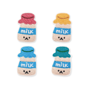 옷에 대 한 핫 세일 만화 수 놓은 패치 주스에 대 한 여러 디자이너 선택 우유 모자에 로고 장식 음료 - Product Image 5