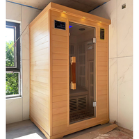 Sauna à vapeur intérieur électrique moderne en bois massif compact avec poêle à sauna et panneau de commande d'ordinateur 220V pour la vie en appartement