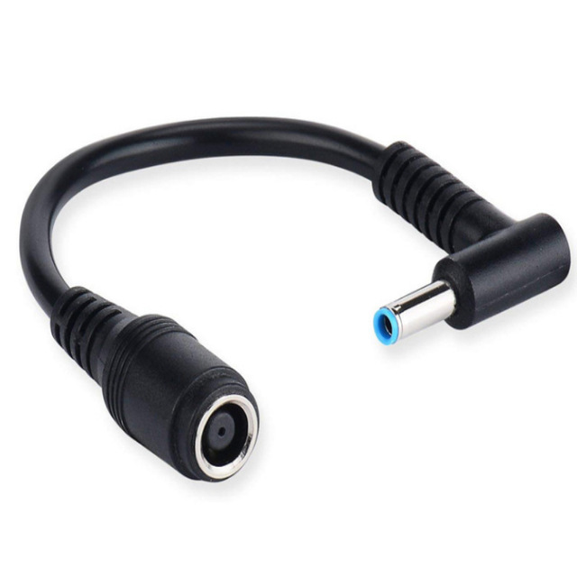 15CM 90 Degree right angle cable For HP laptop Female 7.4mm x 5.0mm Male 4.5*3.0mm male Plug blue tip 19.5V