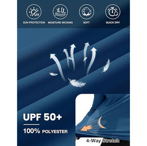 เสื้อตกปลากันน้ำพิมพ์ซับลิเมชันสำหรับผู้ชายผ้าใยไผ่แห้งเร็ว UPF 50 + ป้องกันแสงแดดระบายอากาศกันยูวี - Product Image 5