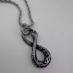 히세라 빈티지 인피니티 스네이크 목걸이 창의적인 펑크 펜던트 목걸이 티타늄 스틸 주얼리 - Product Image 5