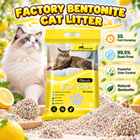 Litière pour chat en bentonite 5L en gros, agglomération rapide 3S, 99,5% sans poussière, parfum citron, pour commandes d'importation en gros