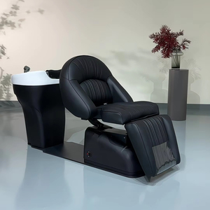 Lavabo de cerámica Marco de acero inoxidable Silla <span class=keywords><strong>para</strong></span> <span class=keywords><strong>lavar</strong></span> el <span class=keywords><strong>cabello</strong></span> con reposapiés ajustable Silla de champú de salón <span class=keywords><strong>portátil</strong></span> y fregadero - Product Image 1
