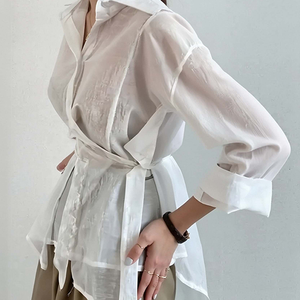 <span class=keywords><strong>Chemise</strong></span> pour <span class=keywords><strong>femme</strong></span> à manches longues et irrégulière, ample, décontractée, protection solaire, élégante, <span class=keywords><strong>chemise</strong></span> <span class=keywords><strong>de</strong></span> bureau pour <span class=keywords><strong>femme</strong></span>, boutons, chemises pour femmes - Product Image 4