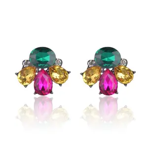 Estate Jewelry Natural Emerald And Ruby Stud Earring 925 Sterling Gemstone Studs Earring Birthday Gift For Her