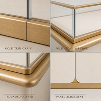 Vitrine d'îlot de luxe en verre noir et or, durable, avec éclairage LED haut de gamme pour la présentation de bijoux fins dans les centres commerciaux