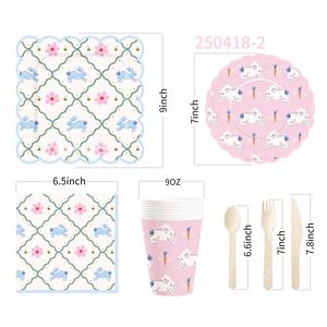 DAMAI Stock <b>Easter</b> Bunny Party Themed Festival Disposable Paper Plates <b>Napkins</b> Cups Tableware Decoration for <b>Easter</b> Festival - Product Image 1