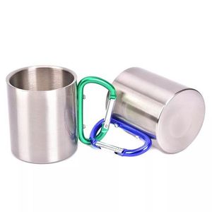Taza <span class=keywords><strong>de</strong></span> viaje <span class=keywords><strong>de</strong></span> Metal portátil, vaso <span class=keywords><strong>de</strong></span> agua <span class=keywords><strong>de</strong></span> acero inoxidable, taza <span class=keywords><strong>de</strong></span> té y café con gancho <span class=keywords><strong>de</strong></span> mosquetón como mango para exteriores - Product Image 2