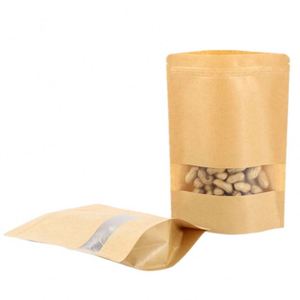 Sacs refermables en papier brun avec fenêtre, fermeture à glissière, impression personnalisée, 10x15cm, pack promotionnel - Product Image 3