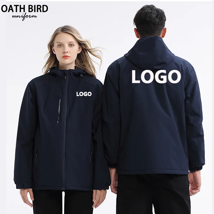 Custom Geborduurd Logo Polyester Waterdichte Softshell Full-Zip Jack Team Corporate Uniform Dames Softshell Jasje Heren