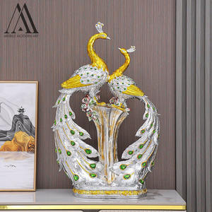 Современная декоративная статуя павлина ручной работы, сувенир, большая смола, Золотой Павлин, домашний декор - Product Image 3