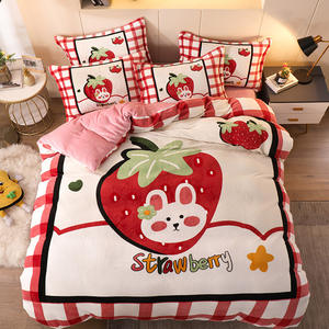 SP104 hiver flanelle épaissie quatre pièces dessin animé housse de couette literie chaud enfants double corail polaire bébé ensemble de literie - Product Image 5