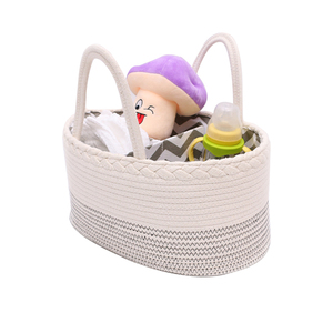 Pañal del bebé organizador bolsa plegable de algodón cesta de cuerda para el pañal gran coche de viaje bolsa - Product Image 2