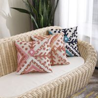 Housse de coussin décorative en coton bohème avec broderie géométrique capitonnée, nouveau design, pour canapé, lit, salon, décoration de la maison