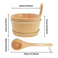 Juego Moderno de Cubo y Cucharón de Madera Maciza con Capacidad de 12L, Ecológico para Baños de Vapor Interiores/Exteriores y Saunas