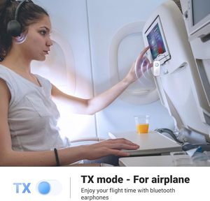 UGREEN Airplane Bluetooth 5,4 Transmisor Receptor para 2 auriculares, Airplane Travel Essentials 2-en-1 Adaptador inalámbrico Bluetooth - Product Image 3
