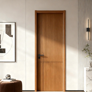 ประตูไม้ MDF แกนแข็งแบบเรียบง่ายสีไม้ลามิเนตสำหรับห้องนอน - Product Image 1