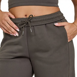 Women's Wide Leg Fleece Sweatpants Mid <b>Waist</b> <b>Elastic</b> Closure Loose Fit Full Length Solid Color Casual Pants & <b>Trousers</b> - Product Image 4