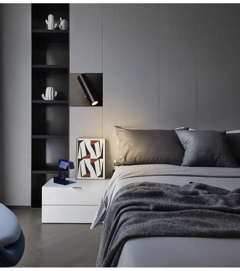 Adjustable Modern Led Light Led Reading Bed Headboard Wall Lamp With Rocker Separate Switch For Hotel