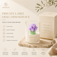 Handgefertigte Tulpenstrauß-Duftkerze im Glasbecher, Blumen-Deko-Kerze für Zuhause, Individueller Duft & Private Label Gemischte Bestellung