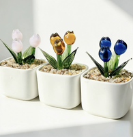 Pot de fleurs en verre personnalisé en forme de tulipe, mini pot de tulipe soufflé à la main, décoration de bureau, cadeaux créatifs, décoration de la maison, cadeau floral pour maman