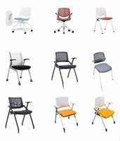 Chaise de bureau ergonomique empilable en maille aérée pour l'école, les conférences et la formation, avec dossier en plastique et dossier pliable
