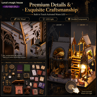 Maison de poupée miniature antique à monter soi-même avec lumière LED tactile, maison magique, cadeau de Noël, puzzle en bois 3D à motifs animaux assemblé à la main